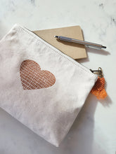 Load image into Gallery viewer, Hand Screen Printed Cotton Canvas Pouch - Love