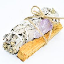 Load image into Gallery viewer, Palo Santo, Sage &amp; Crystal Smudging Bundle
