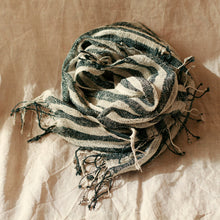 Load image into Gallery viewer, Fatima Hand-loomed Raw Cotton Scarf, in Black
