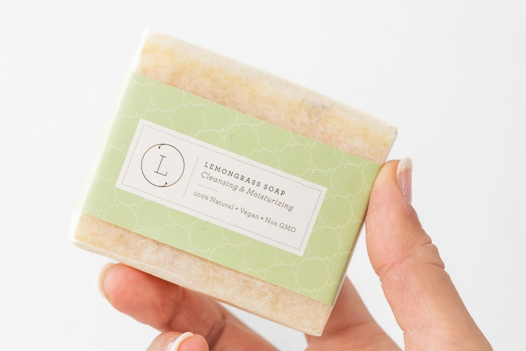 2 x Lemongrass Natural Soap Bar, Handmade Body Soap Gift