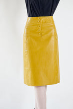 Load image into Gallery viewer, Glossy Vegan Leather Pencil Skirt – Women’s Chic Faux Leather Skirt

