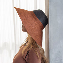 Load image into Gallery viewer, RIRI DUO Jute Handwoven Straw Hat in Burnt Sienna &amp; Black
